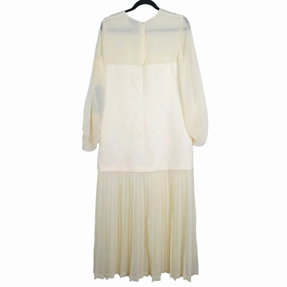 Tuckernuck Lorraine Dress Ivory Chiffon Pleated Drop Waist Bridal NWT Size M - Picture 7 of 10